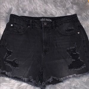 Hi-Rise Black denim shorts